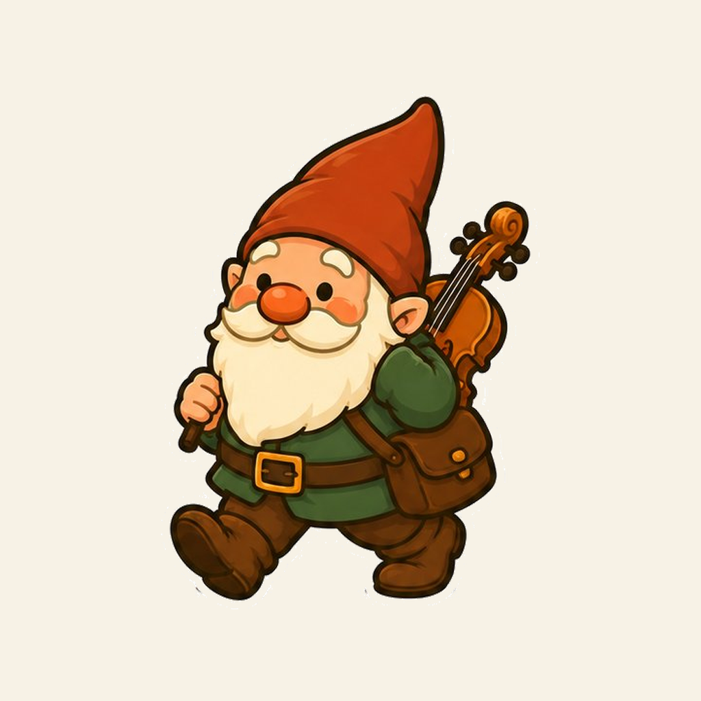 Metrognomicon app icon — a gnome carrying a violin